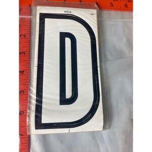 Vintage Letter D Decal White Black Glossy Vinyl Automotive Sticker 976-D